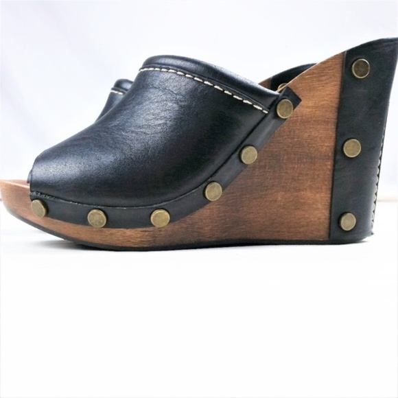 See By Chloe Shoes - See by Chloe Clogs Wood Leather Platform Slides